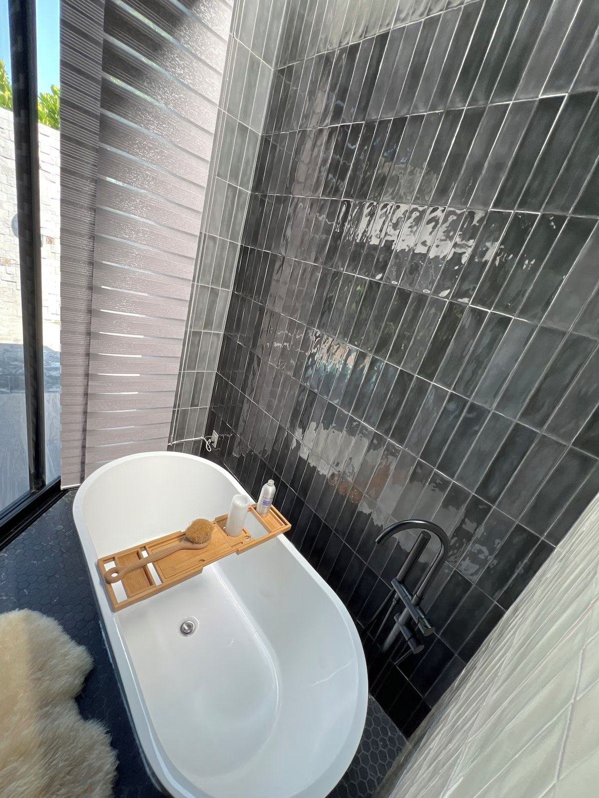 Bathroom with freestanding tub